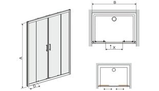 Dušas durvis ar nišu Sanplast TX D4/TX5b 130s, profils manhatan, caurspīdīgs stikls W0 цена и информация | Душевые двери и стены | 220.lv