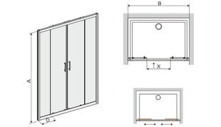 Dušas durvis ar nišu Sanplast TX D4/TX5b 140s, profils balts, caurspīdīgs stikls W0 cena un informācija | Dušas durvis, dušas sienas | 220.lv