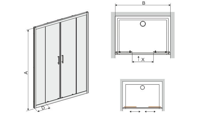 Dušas durvis ar nišu Sanplast TX D4/TX5b 180s, profils matēts sudraba, dekorēts stikls cora цена и информация | Dušas durvis, dušas sienas | 220.lv