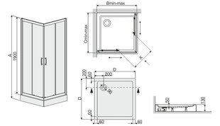 Stūra dušas kabīne Sanplast TX KN/TX5b 80s, profils matēts sudrabs, dekorēts stikls W15, ar paliktni цена и информация | Душевые кабины | 220.lv