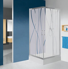 Stūra dušas kabīne Sanplast TX KN/TX5b 90s, profils balts, dekorēts stikls W15, ar paliktni цена и информация | Душевые кабины | 220.lv