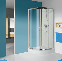 Stūra dušas kabīne Sanplast TX KN4/TX5b 80s, profils balts, dekorēts stikls grey, ar paliktni cena un informācija | Dušas kabīnes | 220.lv