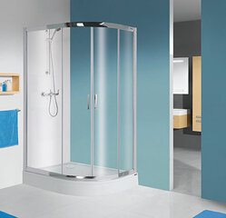 Stūra dušas kabīne Sanplast TX KP4/TX5b/L 80x100s, profils balts, caurspīdīgs stikls W0, ar paliktni cena un informācija | Dušas kabīnes | 220.lv