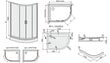 Stūra dušas kabīne Sanplast TX KP4/TX5b/P 80x120s, profils balts, dekorēts stikls W15, ar paliktni cena un informācija | Dušas kabīnes | 220.lv