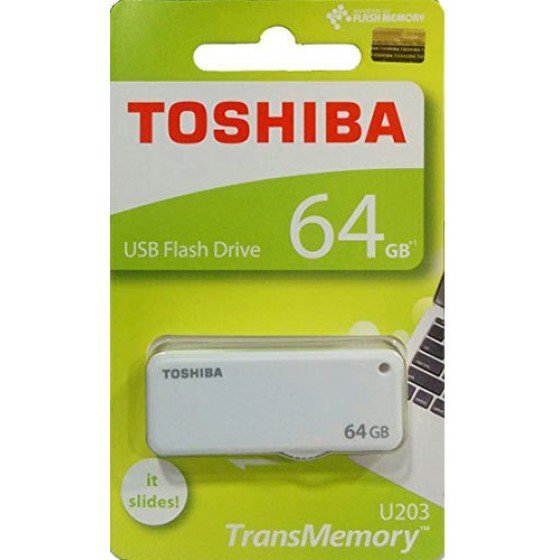 Zibatmiņas disks Toshiba U203, 64 GB USB 2.0, balts cena un informācija | USB Atmiņas kartes | 220.lv