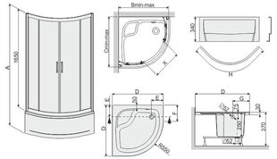 Угловая душевая кабина Sanplast TX kpl-KP4/TX5b/165 80s, профиль белый, прозрачное стекло W0, с поддоном цена и информация | Душевые кабины | 220.lv