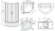 Stūra dušas kabīne Sanplast TX kpl-KP4/TX5b/165 80s, profils balts, dekorēts stikls grey, ar paliktni cena un informācija | Dušas kabīnes | 220.lv