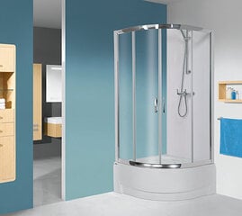 Stūra dušas kabīne Sanplast TX kpl-KP4/TX5b/165 90s, profils balts, dekorēts stikls grey, ar paliktni cena un informācija | Dušas kabīnes | 220.lv