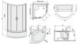 Stūra dušas kabīne Sanplast TX kpl-KP4/TX5b/165 90s, profils balts, dekorēts stikls W15, ar paliktni cena un informācija | Dušas kabīnes | 220.lv