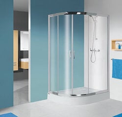 Stūra dušas kabīne Sanplast TX KP4/TX5b/P 90x120s, profils balts, dekorēts stikls W15, ar paliktni cena un informācija | Dušas kabīnes | 220.lv