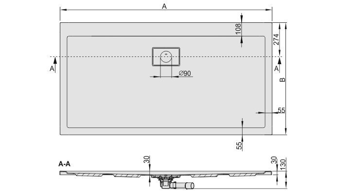 Dušo padėklas Sanplast Space Line B/Space 70x120x3, spalva matinė graphit cena un informācija | Dušas paliktņi | 220.lv