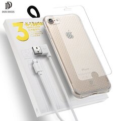 Dux Ducis trys viename rinkinys: Galinis dangtelis 0,3mm / Apsauginis stiklas 9H / Micro USB duomenų perdavimo kabelis 90cm telefonui Samsung J330 Galaxy J3 (2017) cena un informācija | Ekrāna aizsargstikli | 220.lv