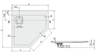 Dušo padėklas Sanplast Space Line BPK/Space 90x90x3, su neslystančiu pagrindu, spalva pergamon цена и информация | Душевые поддоны | 220.lv