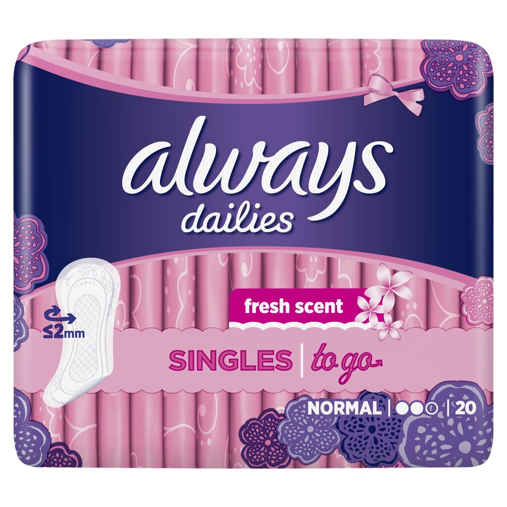 Higiēniskās paketes Always Dailies to Go Fresh Scent 20 gab. cena un informācija | Tamponi, higiēniskās paketes, ieliktnīši | 220.lv