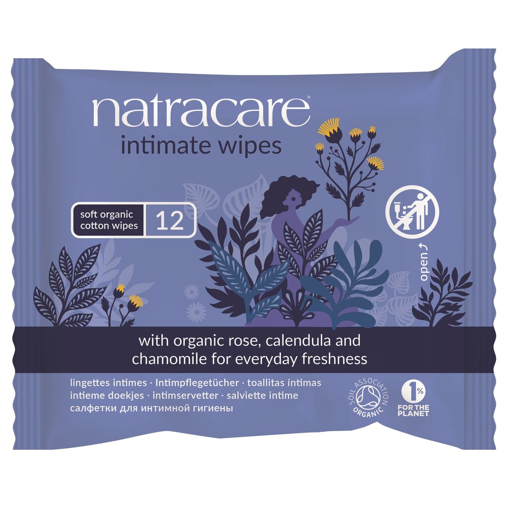 Intīmās higiēnas salvetes Natracare 12 gab. цена и информация | Intīmās higiēnas līdzekļi | 220.lv