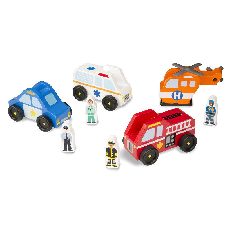 Koka automašīna Melissa & Doug Emergency Vehicle Set цена и информация | Rotaļlietas zīdaiņiem | 220.lv