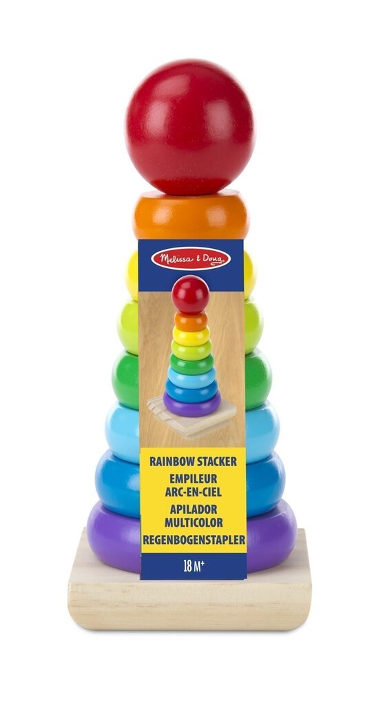 Koka šķirošanas rotaļlieta Melissa & Doug Rainbow Stacker cena un informācija | Rotaļlietas zīdaiņiem | 220.lv