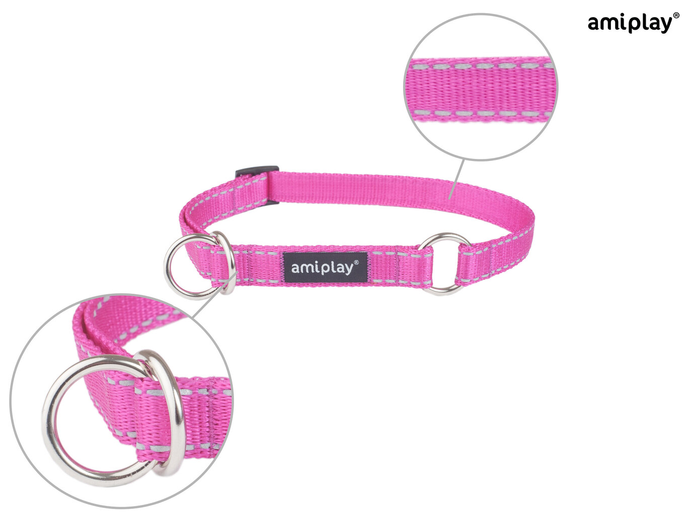 Apkakle Amiplay Reflective, XL, rozā cena un informācija | Apkakles, siksnas suņiem | 220.lv