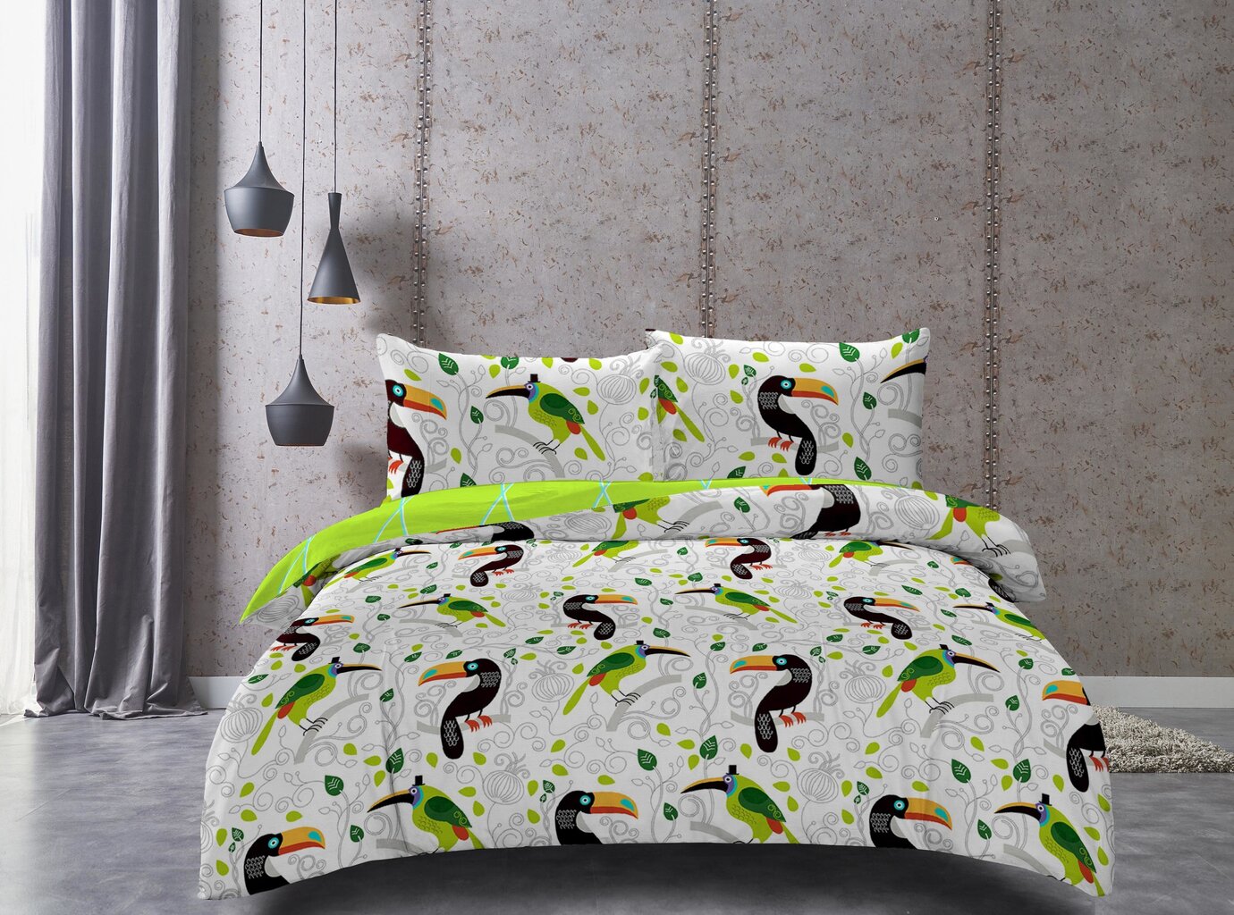 Makosatīna gultas veļa DUCATO TOUCAN 200x200 + 63x63cm x 2 cena un informācija | Gultas veļas komplekti | 220.lv