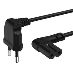 Powercord Hama 2-pin 90° 1,5m black cena un informācija | Kabeļi un vadi | 220.lv