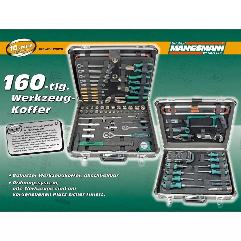 Brüder Mannesmann instrumentu komplekts, 160 daļas, 29078 cena un informācija | Rokas instrumenti | 220.lv