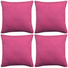 vidaXL spilvenu pārvalki, 4 gab., 80x80 cm, linam līdzīgs rozā audums cena un informācija | Gultas veļas komplekti | 220.lv