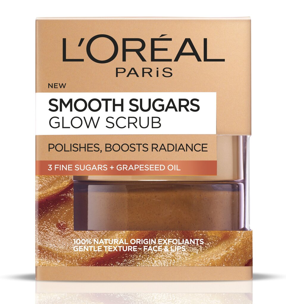 L'Oreal Paris Smooth Sugars cukura skrubis ādas mirdzumam cena un informācija | Sejas ādas kopšana | 220.lv