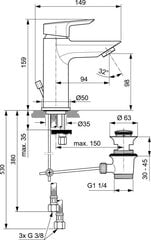 Izlietnes jaucējkrāns Ideal Standard Tesi, ar apakšējo vārstu, hrom. A6557AA цена и информация | Смесители | 220.lv