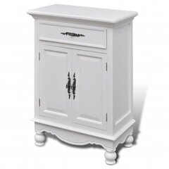 Белый деревянный шкаф с двумя дверцами и одним ящиком цена и информация | Шкафчики в гостиную | 220.lv