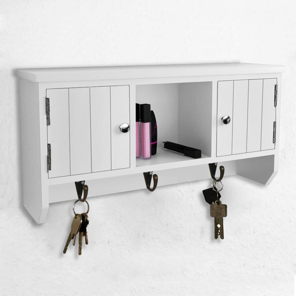 vidaXL atslēgu skapītis ar āķīšiem un durtiņām, liekams pie sienas cena un informācija | Skapīši viesistabai | 220.lv