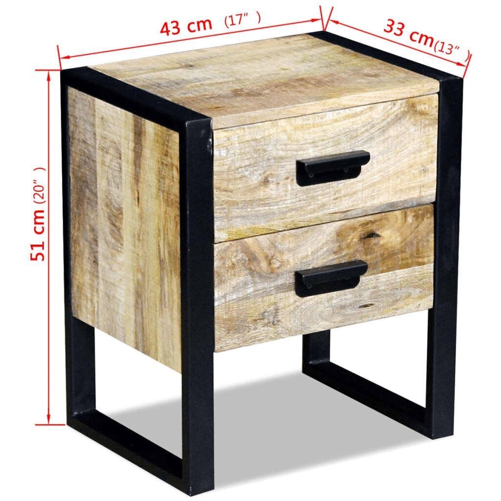 vidaXL kumode ar 2 atvilktnēm, 43x33x51 cm, mango masīvkoks cena un informācija | Naktsskapīši | 220.lv