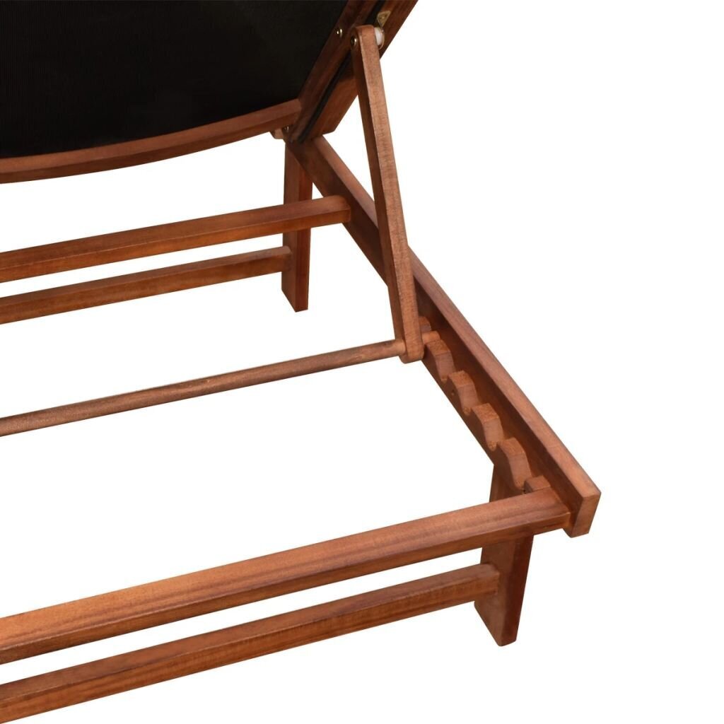 vidaXL sauļošanās zviļņi, 2 gb., ar galdiņu, akācijas koks, tekstilēns cena un informācija | Sauļošanās krēsli | 220.lv