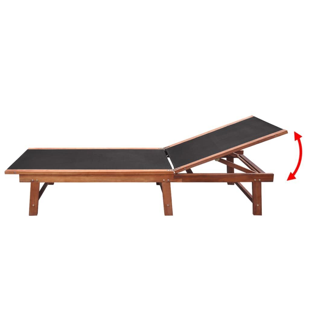 vidaXL sauļošanās zvilnis ar galdiņu, akācijas masīvkoks un tekstilēns цена и информация | Sauļošanās krēsli | 220.lv