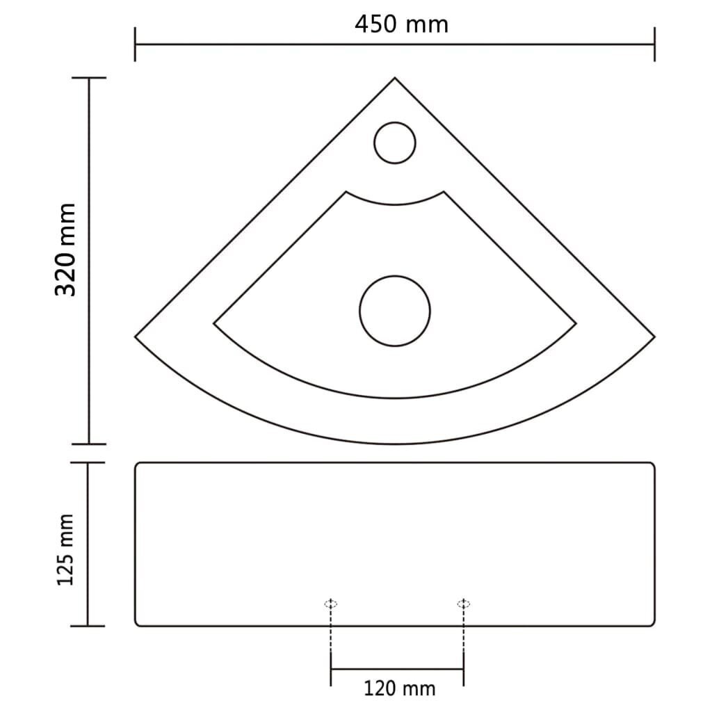 vidaXL izlietne ar noteci, 45x32x12,5 cm, balta cena un informācija | Izlietnes | 220.lv