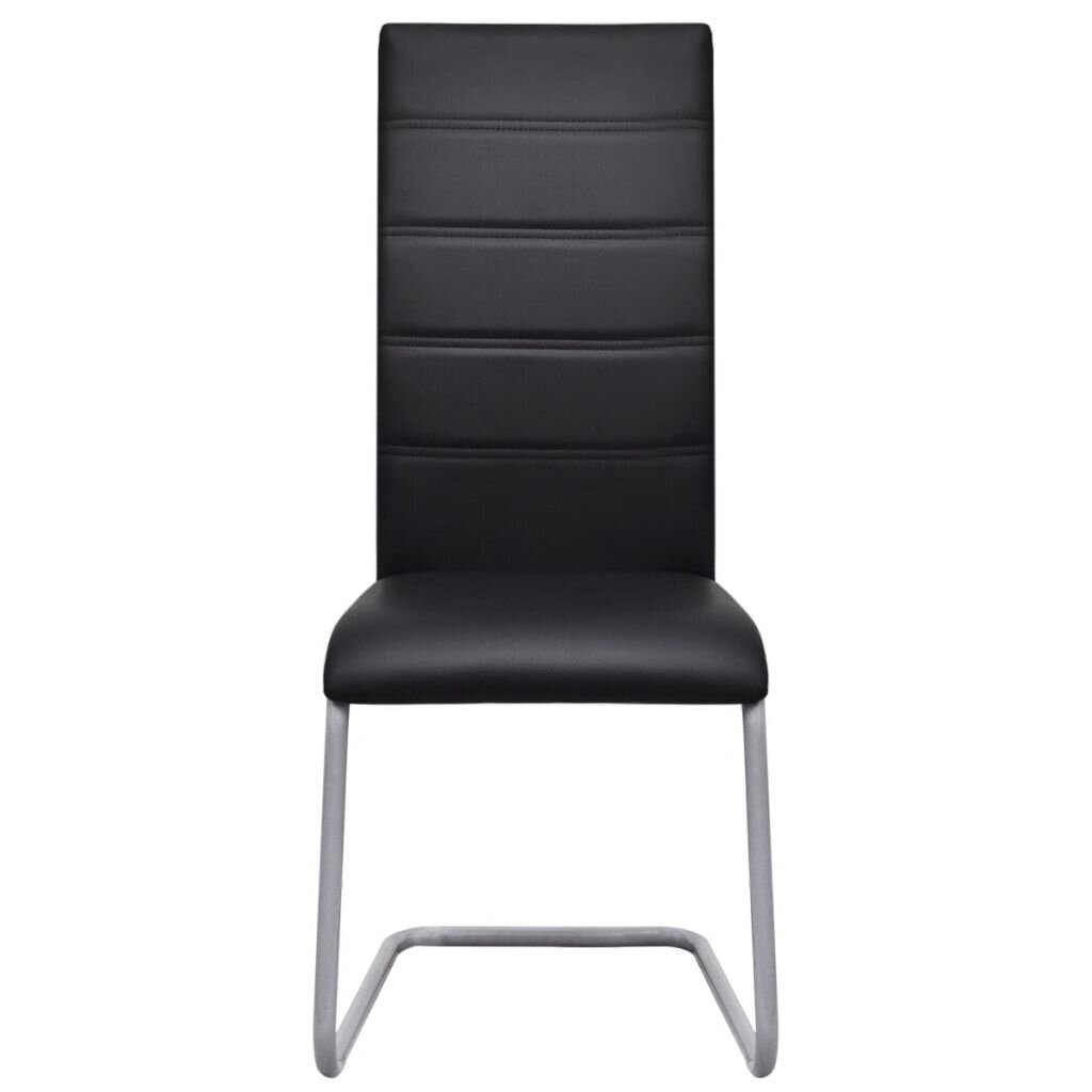 vidaXL konsoles virtuves krēsli, 4 gab., melna mākslīgā āda cena un informācija | Virtuves un ēdamistabas krēsli | 220.lv