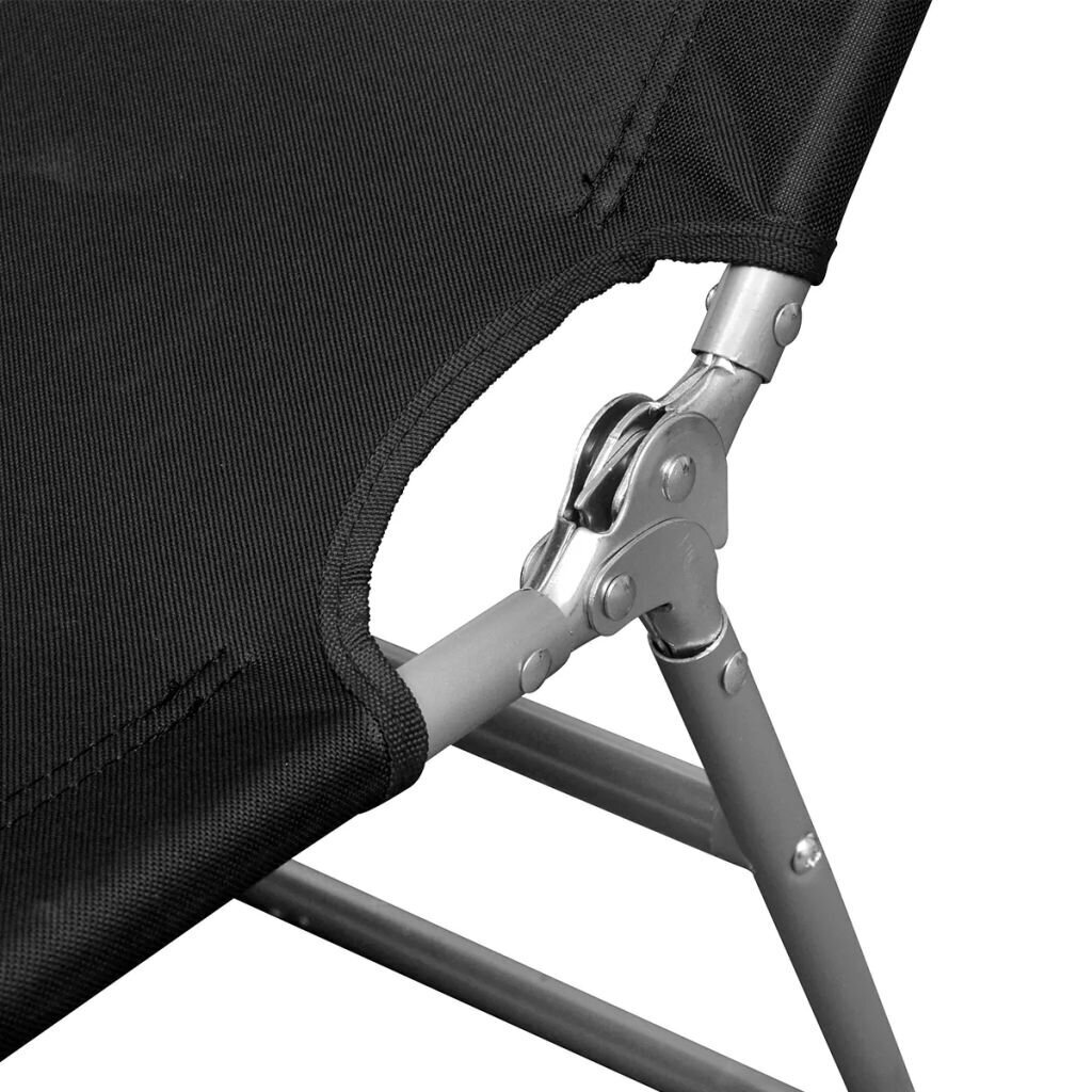 vidaXL saliekams sauļošanās zvilnis ar galvas spilvenu, tērauds, melns cena un informācija | Sauļošanās krēsli | 220.lv