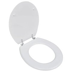 vidaXL tualetes poda sēdeklis ar vāku, MDF, vienkāršs dizains, balts cena un informācija | Piederumi tualetes podiem un bidē | 220.lv