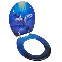 vidaXL tualetes poda sēdeklis ar vāku, MDF, dizains ar delfīnu cena un informācija | Piederumi tualetes podiem un bidē | 220.lv