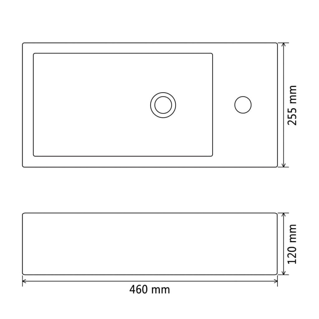 vidaXL izlietne ar krāna caurumu, 46x25,5x12 cm, balta keramika cena un informācija | Izlietnes | 220.lv