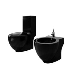vidaXL tualetes pods un bidē, melna keramika cena un informācija | Tualetes podi | 220.lv