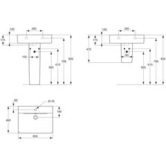 Умывальник Ideal Standard Connect Cube, 60x46 см, E794501 цена и информация | Для мойки | 220.lv