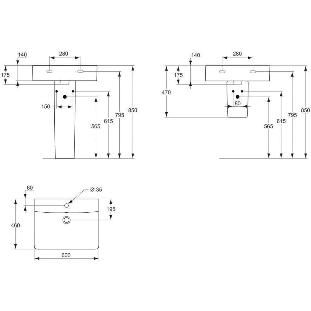 Izlietne Ideal Standard Connect Cube, 60x46 cm, E794501 цена и информация | Izlietnes | 220.lv