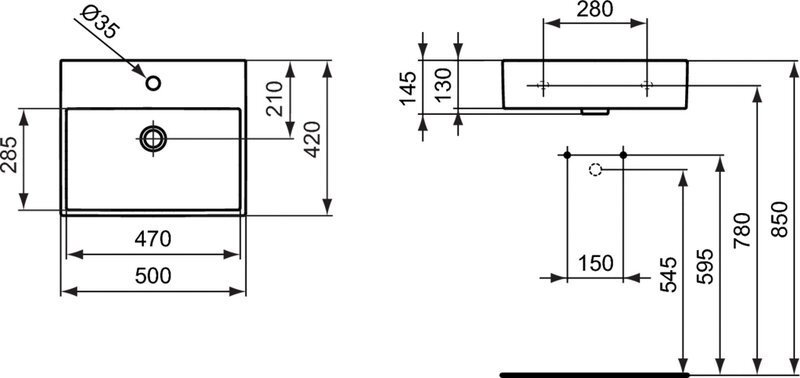 Izlietne Ideal Standard Strada, 50x42 cm, K077701 cena un informācija | Izlietnes | 220.lv