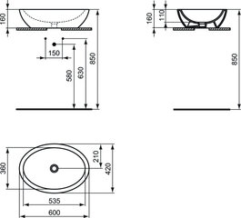 Умывальник Ideal Standard Strada Oval Vessel, 60x42 см, K078401 цена и информация | Раковины | 220.lv