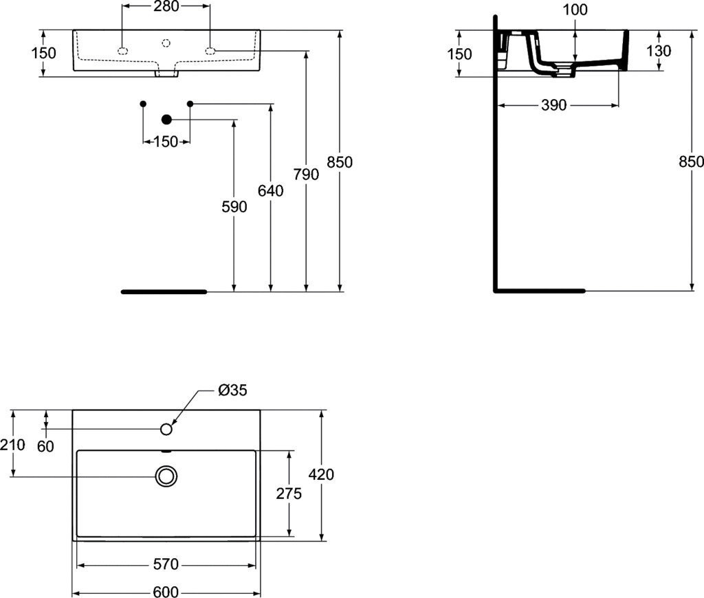 Izlietne Ideal Standard Strada, 60x42 cm, K077801 cena un informācija | Izlietnes | 220.lv