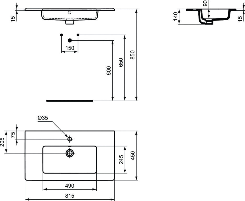 Izlietne Ideal Standard Tempo, 81,5x45 cm, E066901 цена и информация | Izlietnes | 220.lv