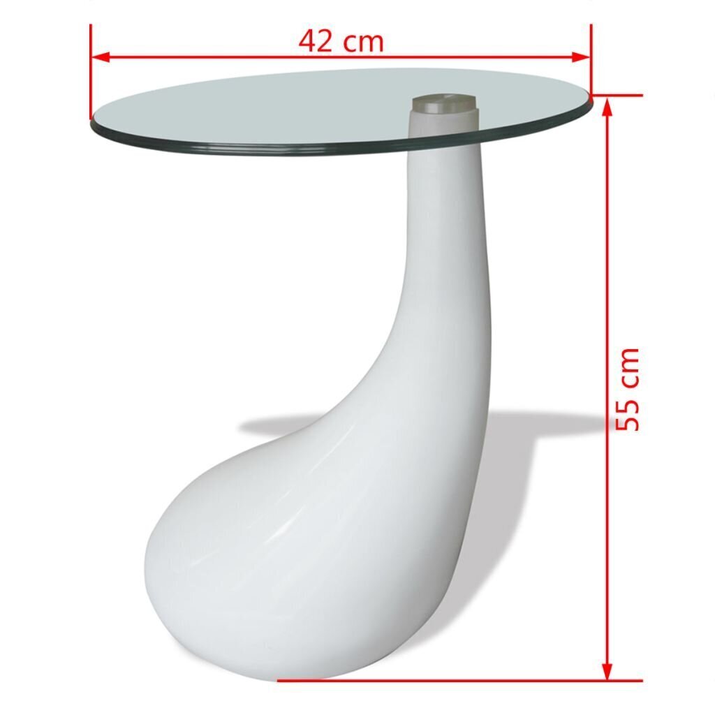 vidaXL kafijas galdiņš ar apaļas formas stikla virsmu, spīdīgs, balts cena un informācija | Žurnālgaldiņi | 220.lv