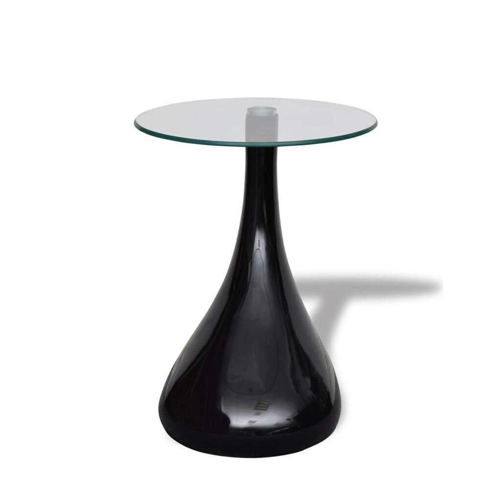 vidaXL kafijas galdiņi, 2 gab., apaļa stikla virsma, spīdīgi, melni cena un informācija | Žurnālgaldiņi | 220.lv