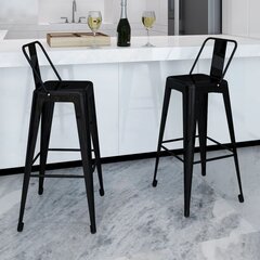vidaXL bāra krēsli, 2 gab., melns tērauds cena un informācija | Virtuves un ēdamistabas krēsli | 220.lv