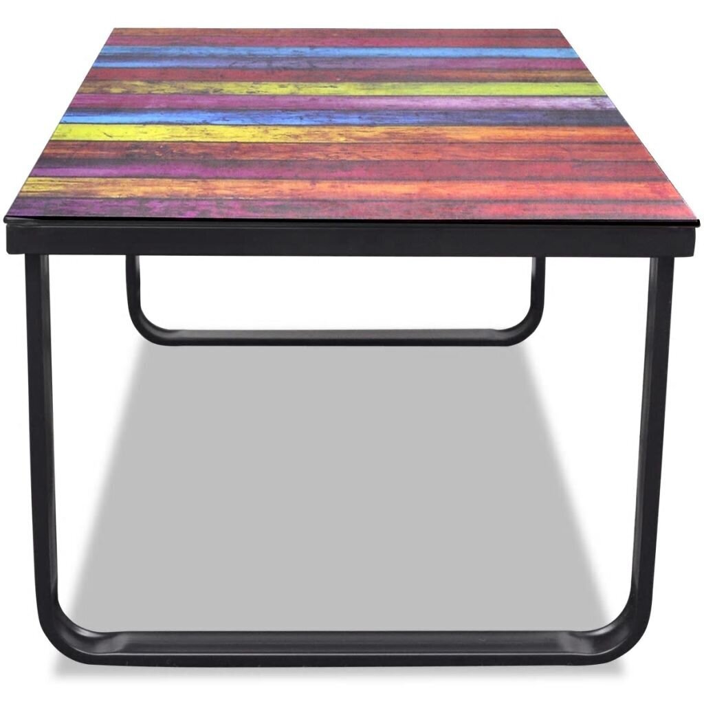 vidaXL kafijas galdiņš ar stikla virsmu, varavīksnes apdruka cena un informācija | Žurnālgaldiņi | 220.lv